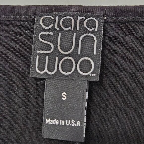 Clara Sunwoo Black Knit Top Dolman Sleeve Asymmetrical Pullover Button Detail - Picture 7 of 10